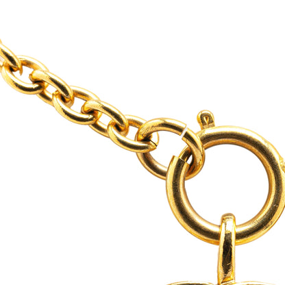 Gold Chanel Gold Plated CC Quilted Pendant Necklace