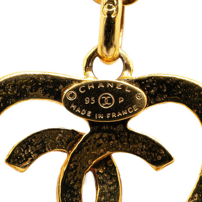 Gold Chanel Gold Plated CC Heart Pendant Necklace