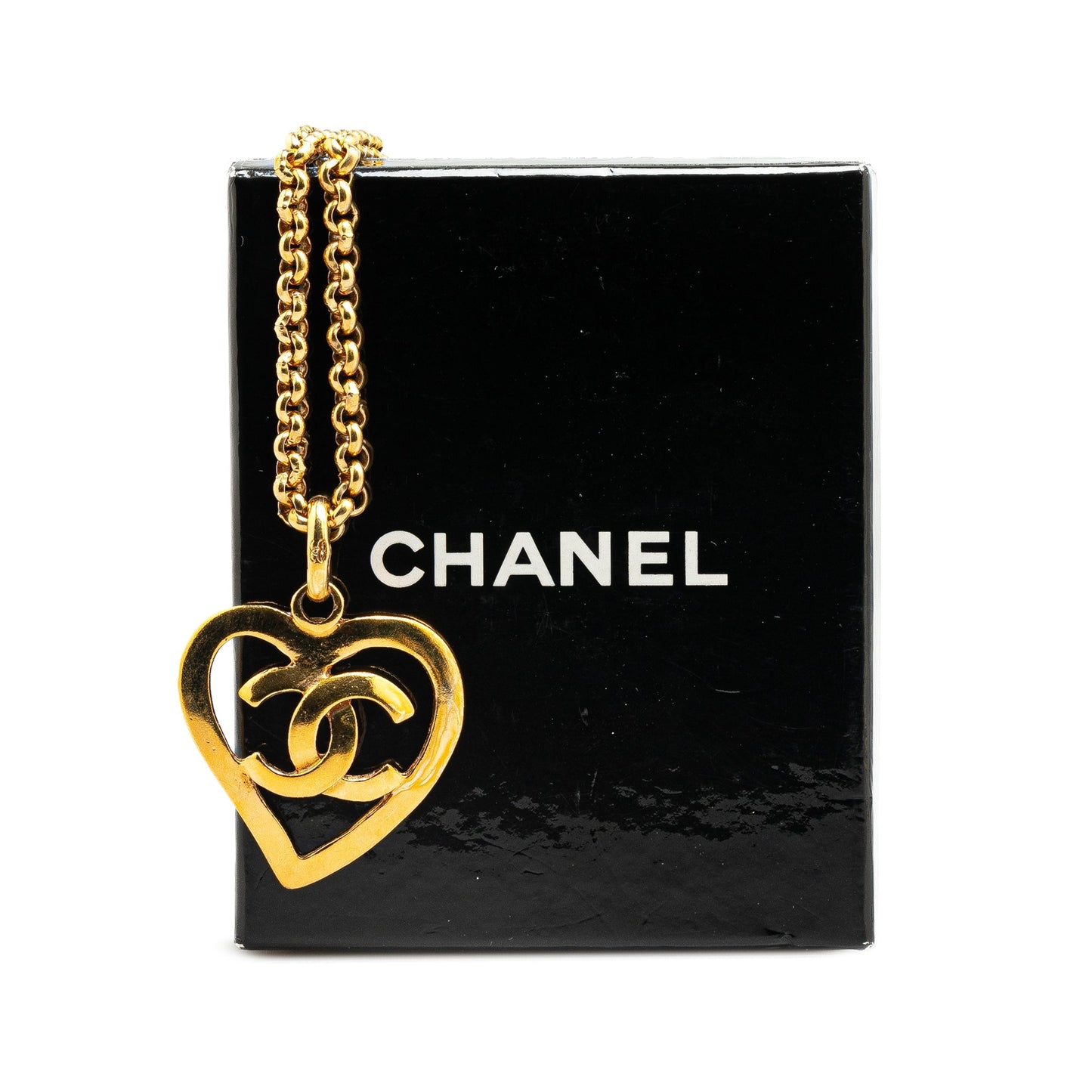 Gold Chanel Gold Plated CC Heart Pendant Necklace