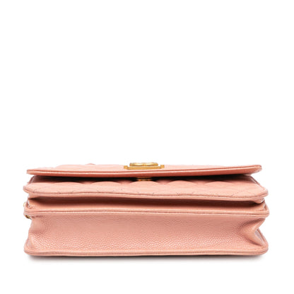 Chanel Sac Quilted Caviar Square Boy Wallet On Chain