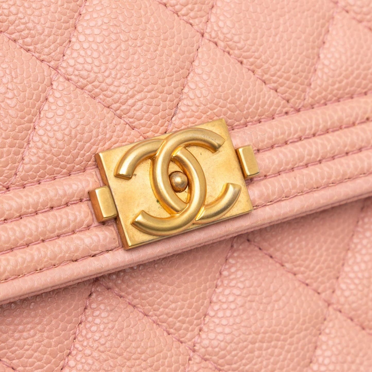 Chanel Sac Quilted Caviar Square Boy Wallet On Chain