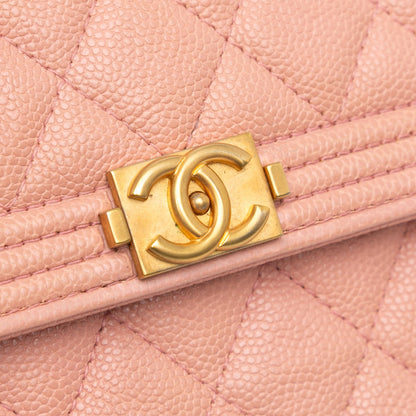 Chanel Sac Quilted Caviar Square Boy Wallet On Chain