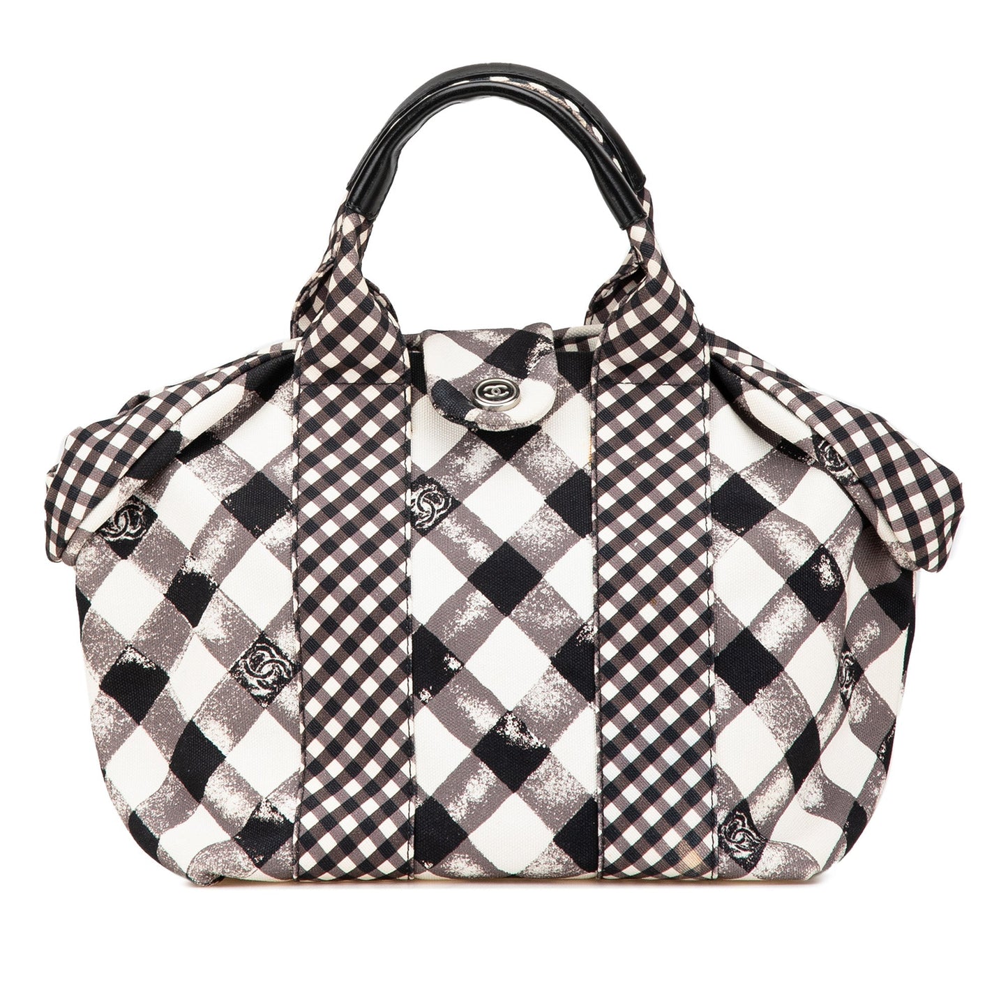 Black Chanel Canvas Gingham Handbag