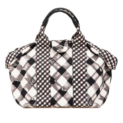 Black Chanel Canvas Gingham Handbag