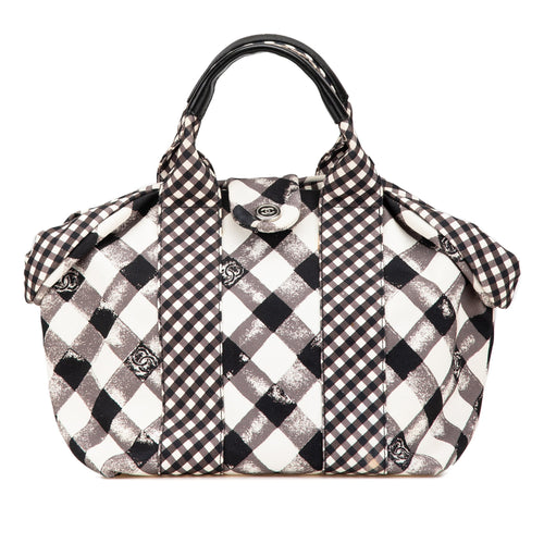 Black Chanel Canvas Gingham Handbag