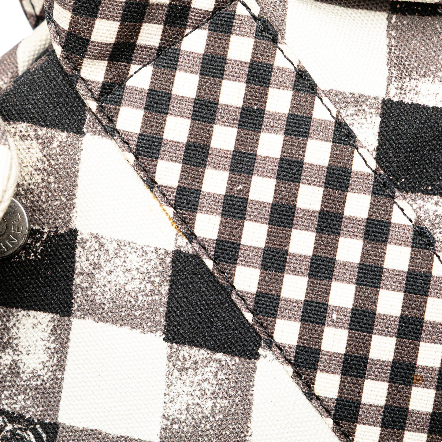 Black Chanel Canvas Gingham Handbag