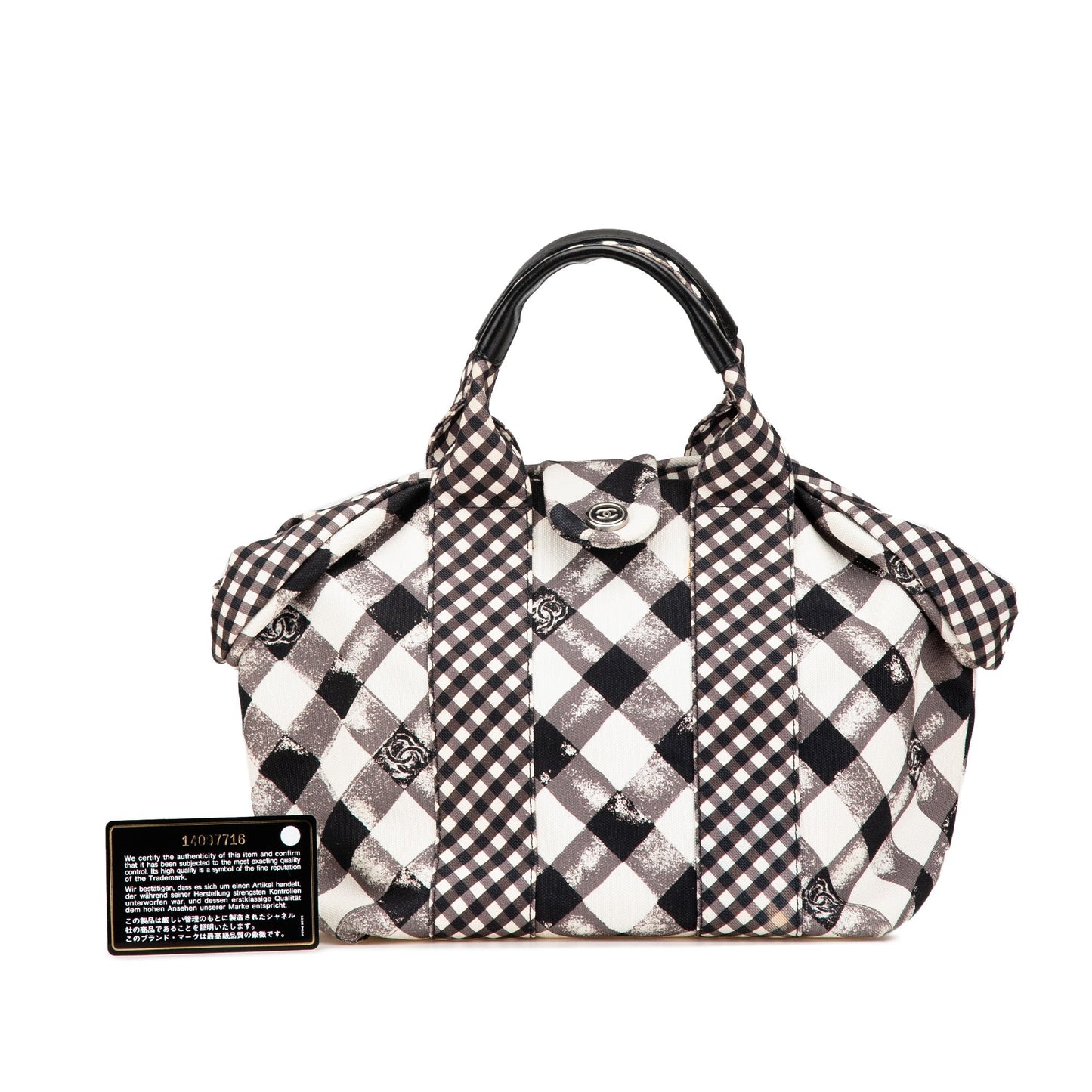 Black Chanel Canvas Gingham Handbag