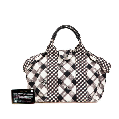 Black Chanel Canvas Gingham Handbag