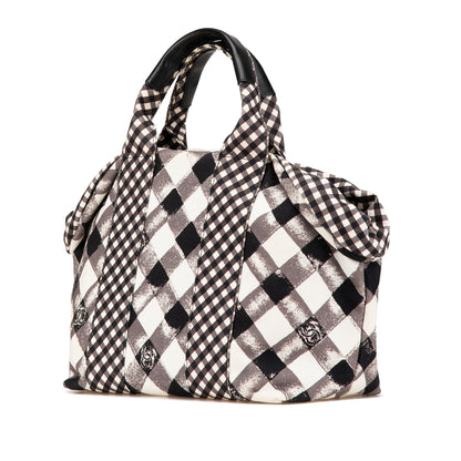 Black Chanel Canvas Gingham Handbag