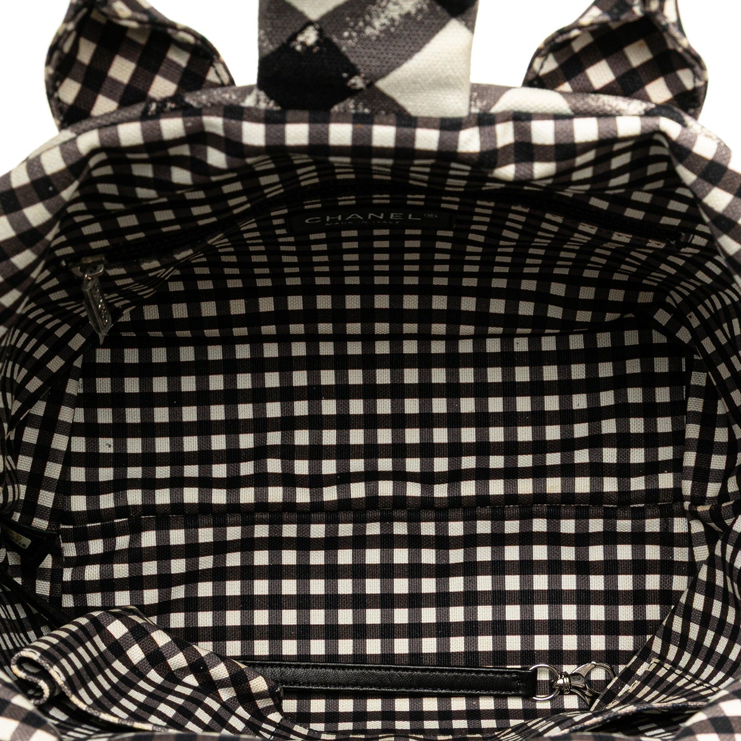 Black Chanel Canvas Gingham Handbag