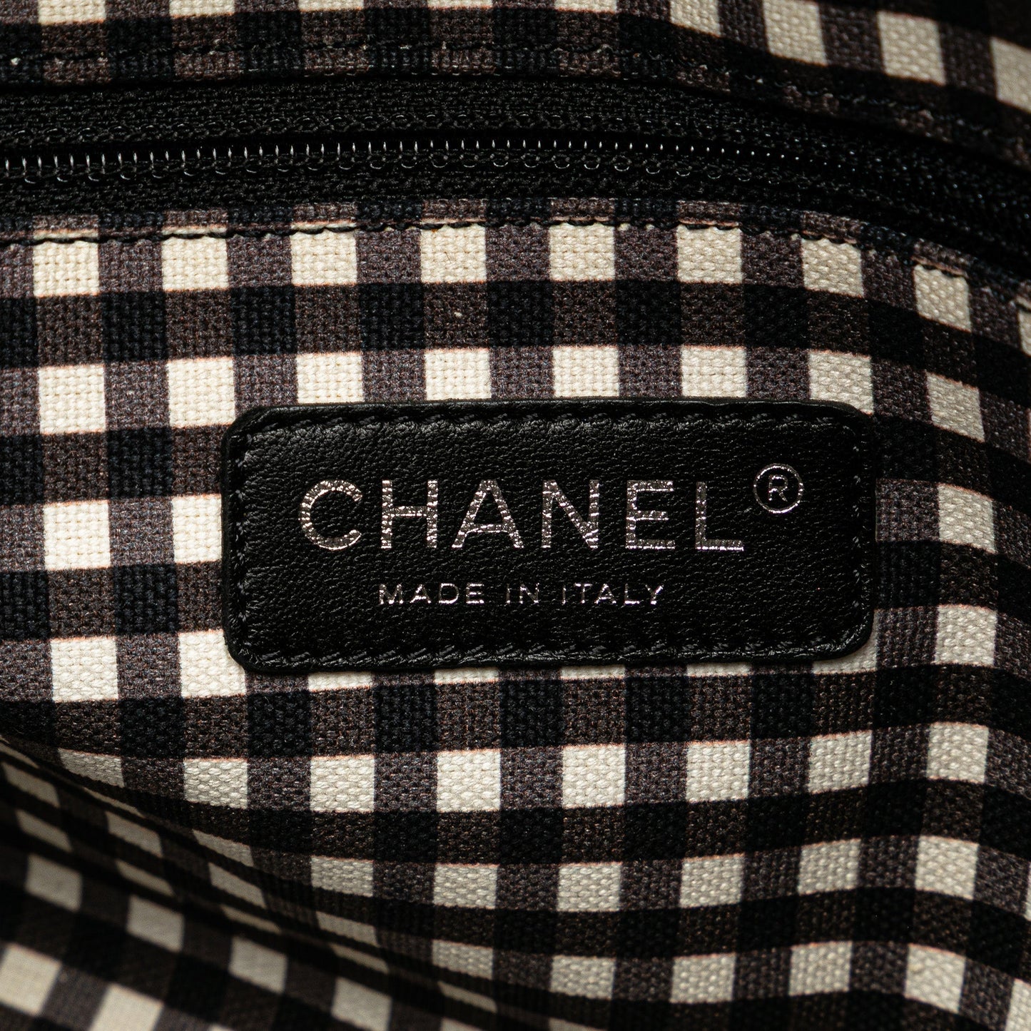 Black Chanel Canvas Gingham Handbag