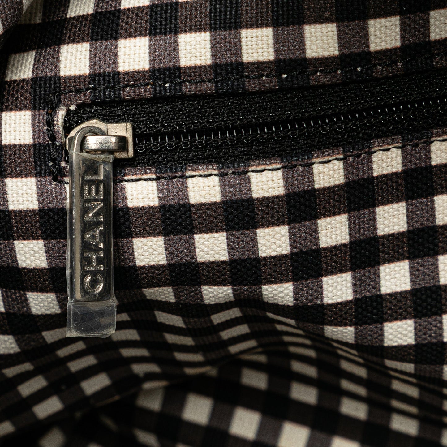 Black Chanel Canvas Gingham Handbag