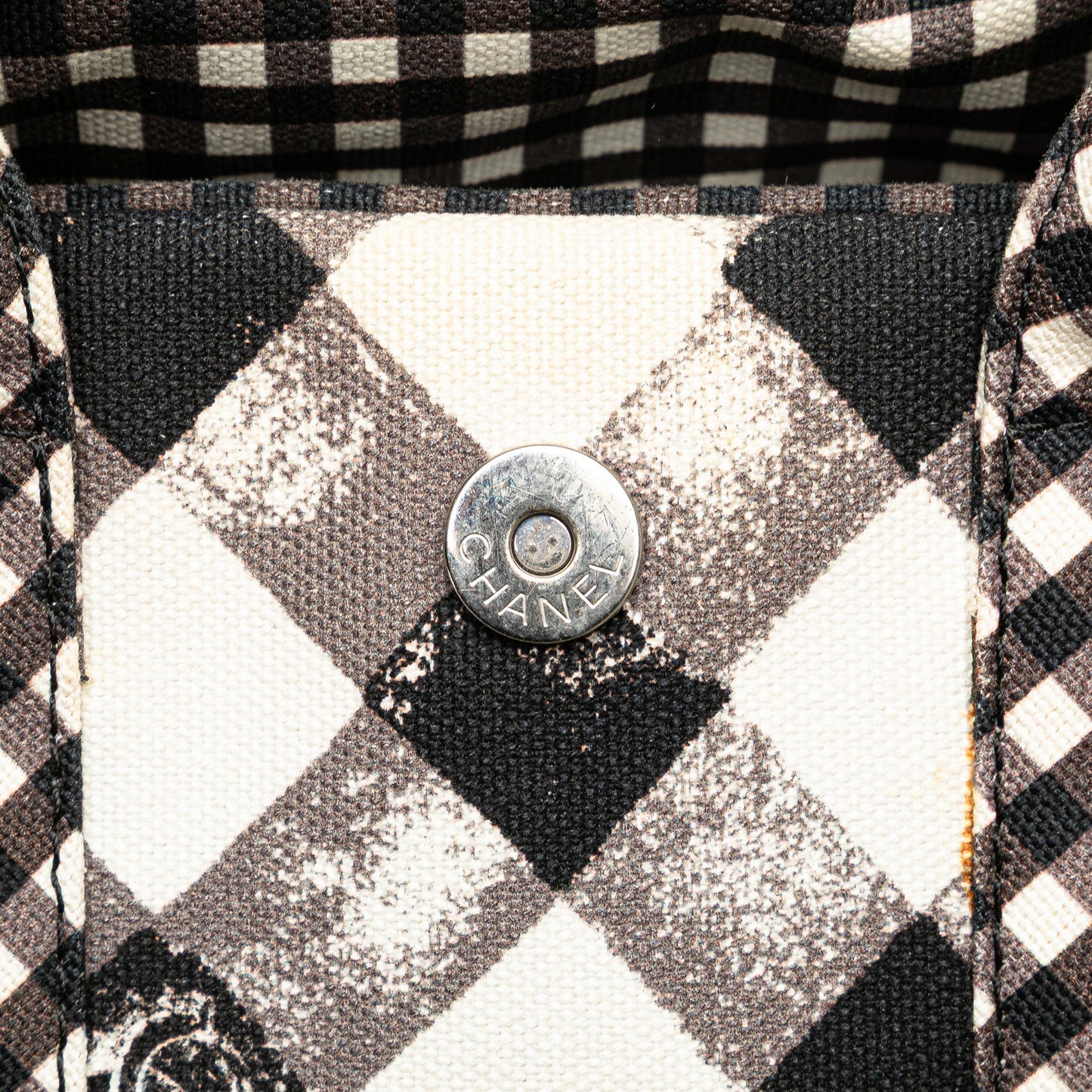 Black Chanel Canvas Gingham Handbag