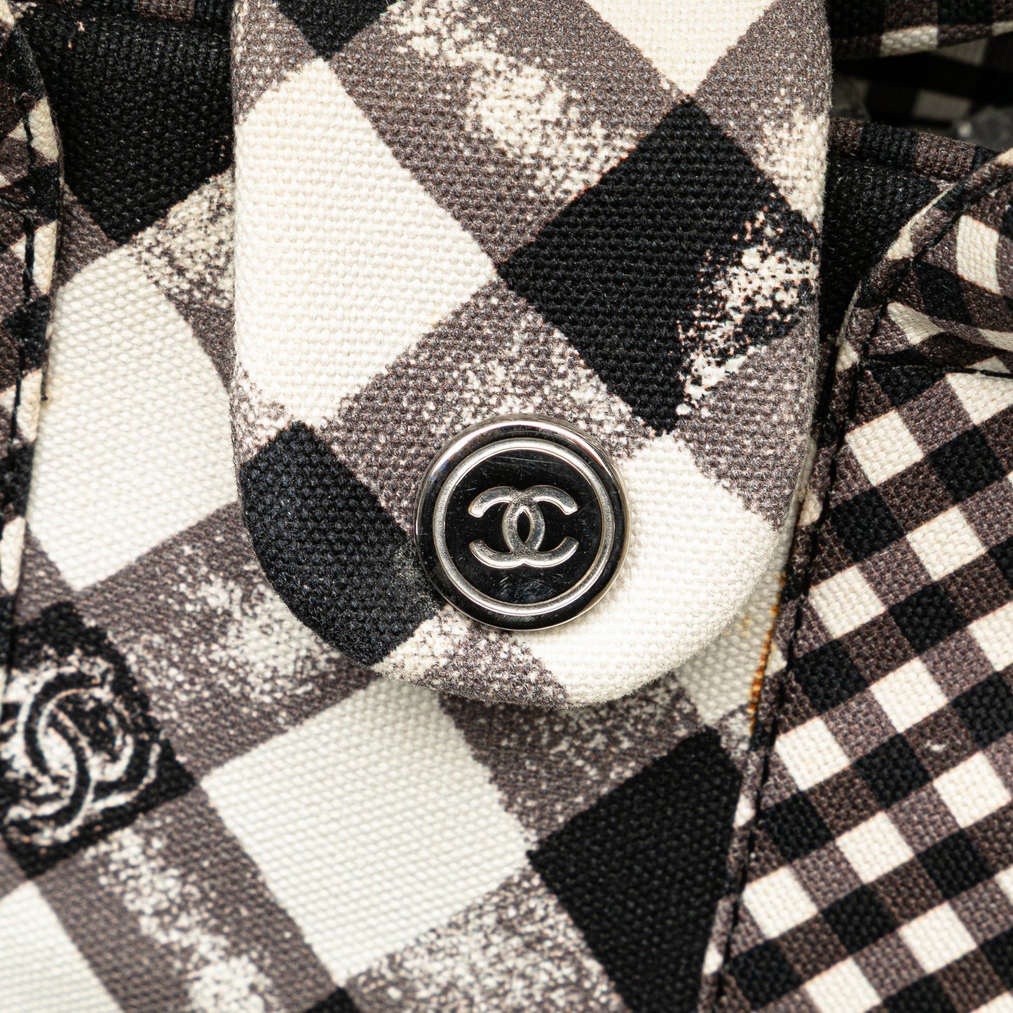 Black Chanel Canvas Gingham Handbag