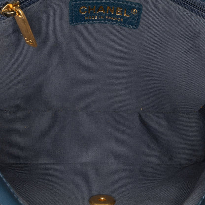 Blue Chanel Mini Square CC Quilted Lambskin Flap Crossbody Bag
