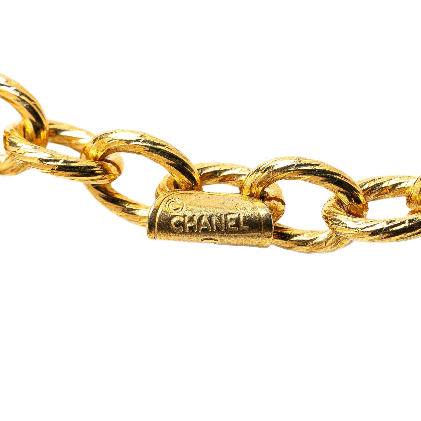 Gold Chanel Gold Plated CC Tie Charm Necklace