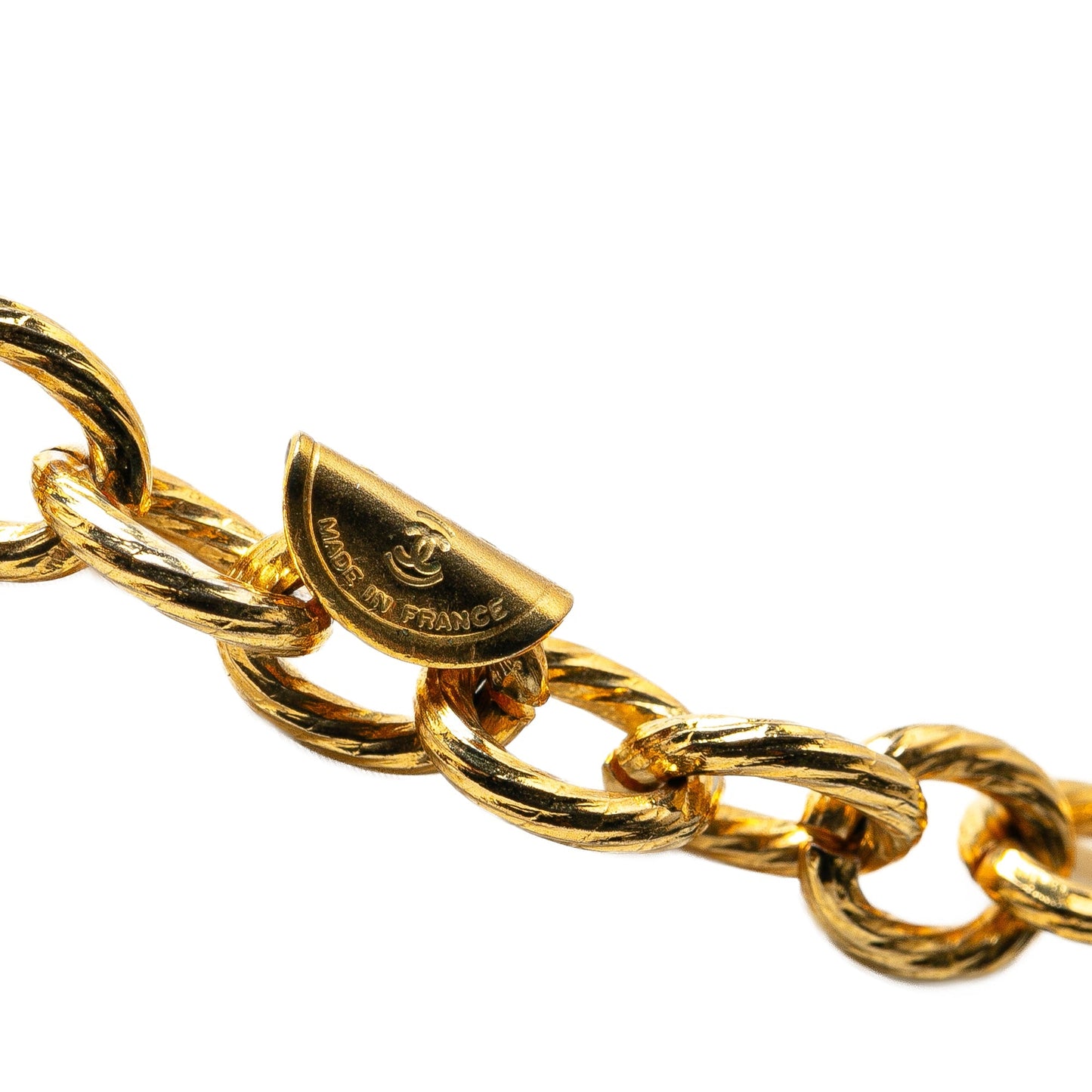 Gold Chanel Gold Plated CC Tie Charm Necklace