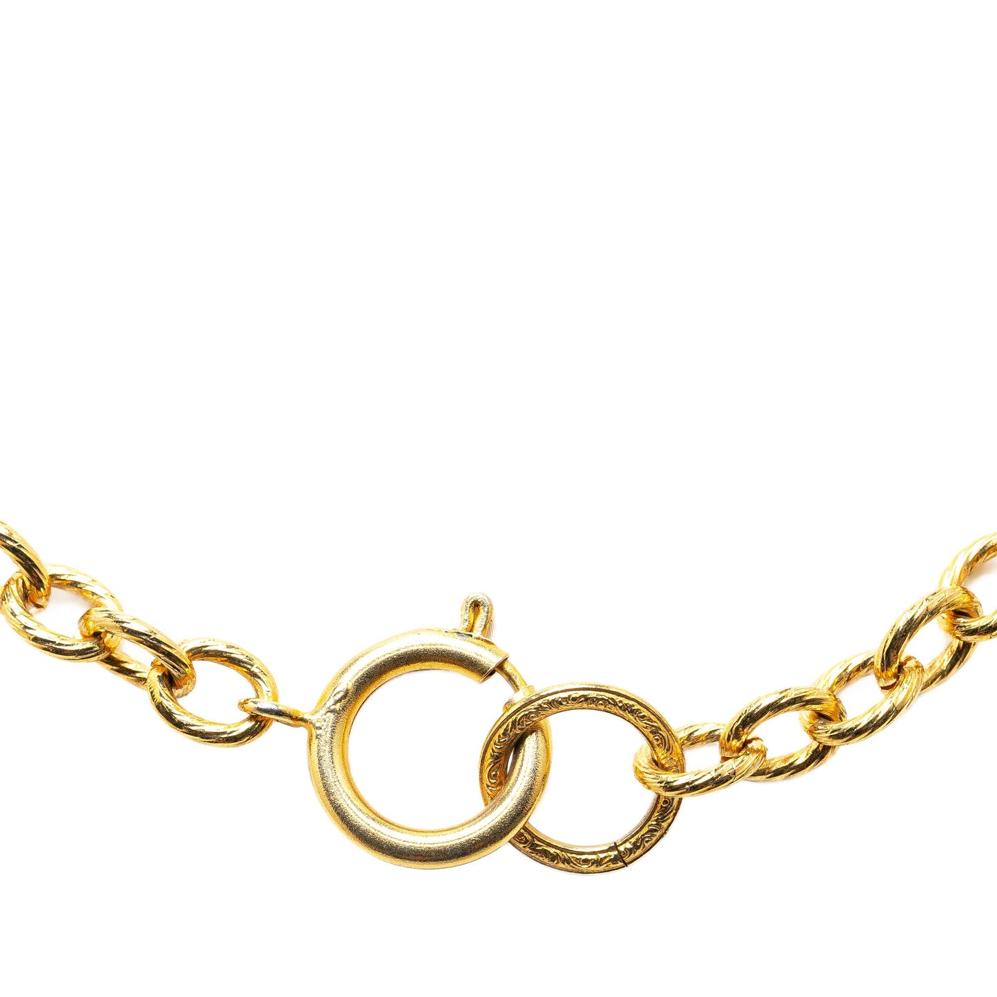 Gold Chanel Gold Plated CC Tie Charm Necklace