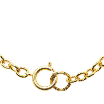 Gold Chanel Gold Plated CC Tie Charm Necklace