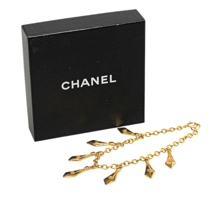Gold Chanel Gold Plated CC Tie Charm Necklace