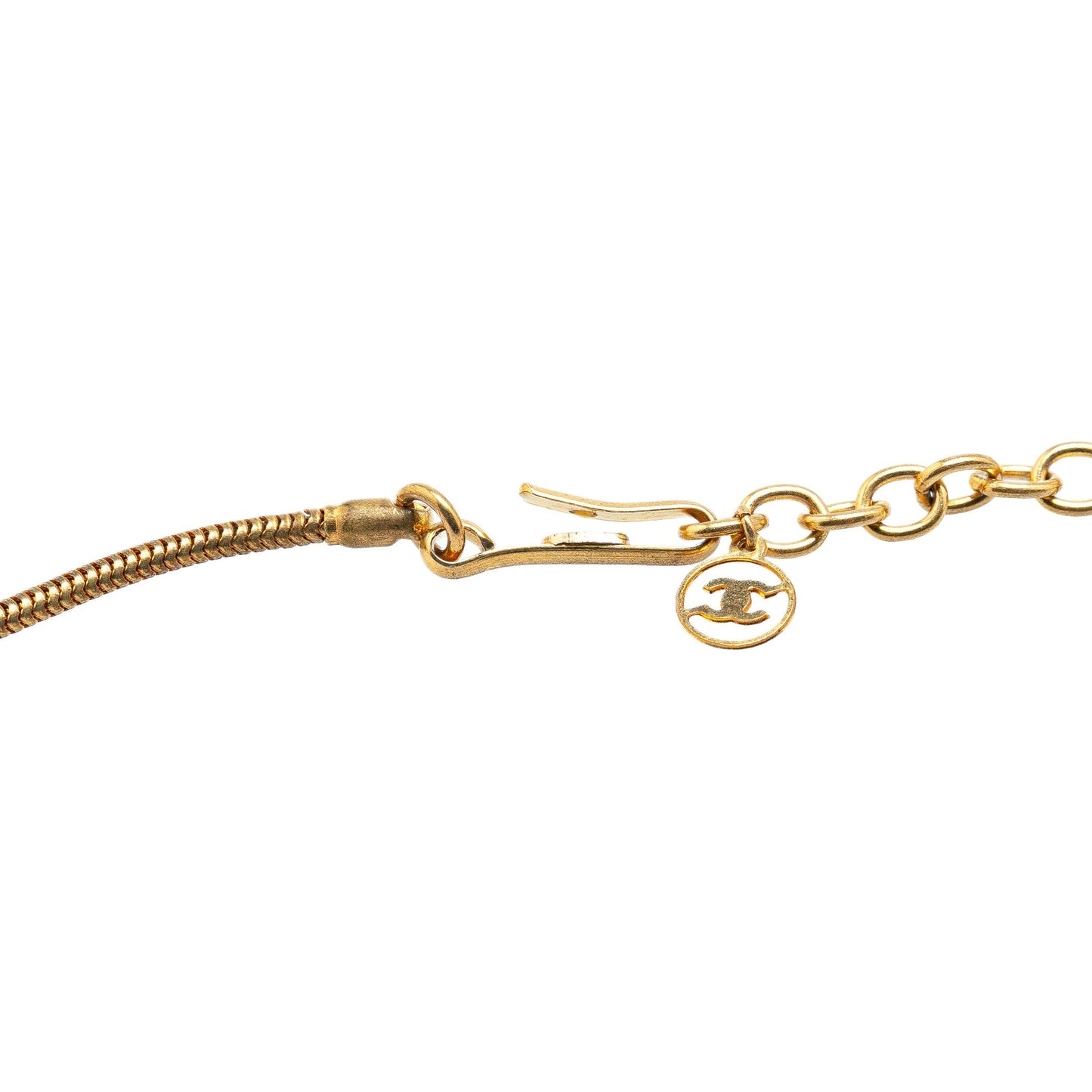 Gold Chanel Gold Plated Enamel CC Studded Sphere Pendant Necklace