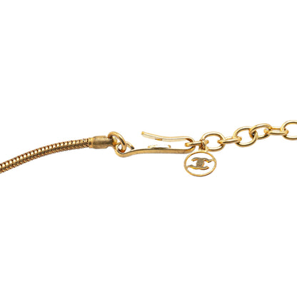 Gold Chanel Gold Plated Enamel CC Studded Sphere Pendant Necklace