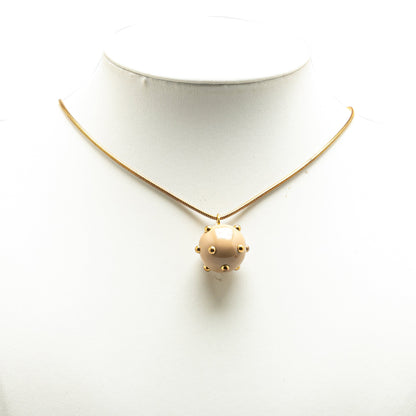 Gold Chanel Gold Plated Enamel CC Studded Sphere Pendant Necklace