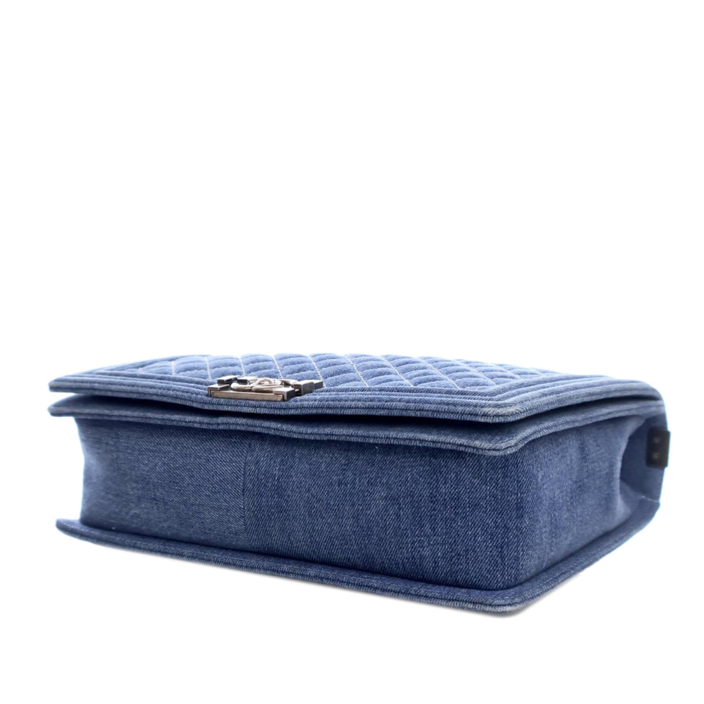 Blue Chanel XL Quilted Denim Boy Flap Crossbody Bag