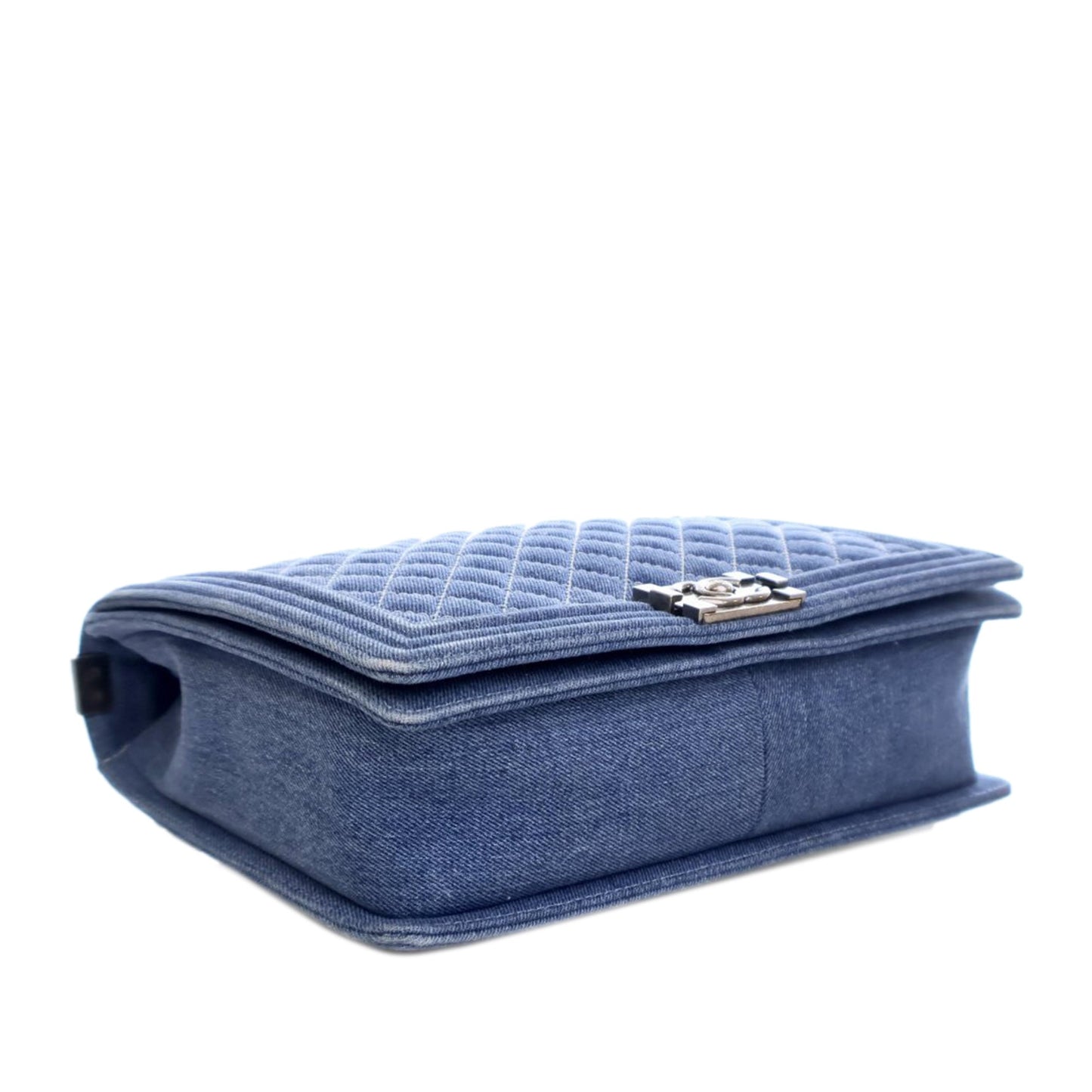 Blue Chanel XL Quilted Denim Boy Flap Crossbody Bag