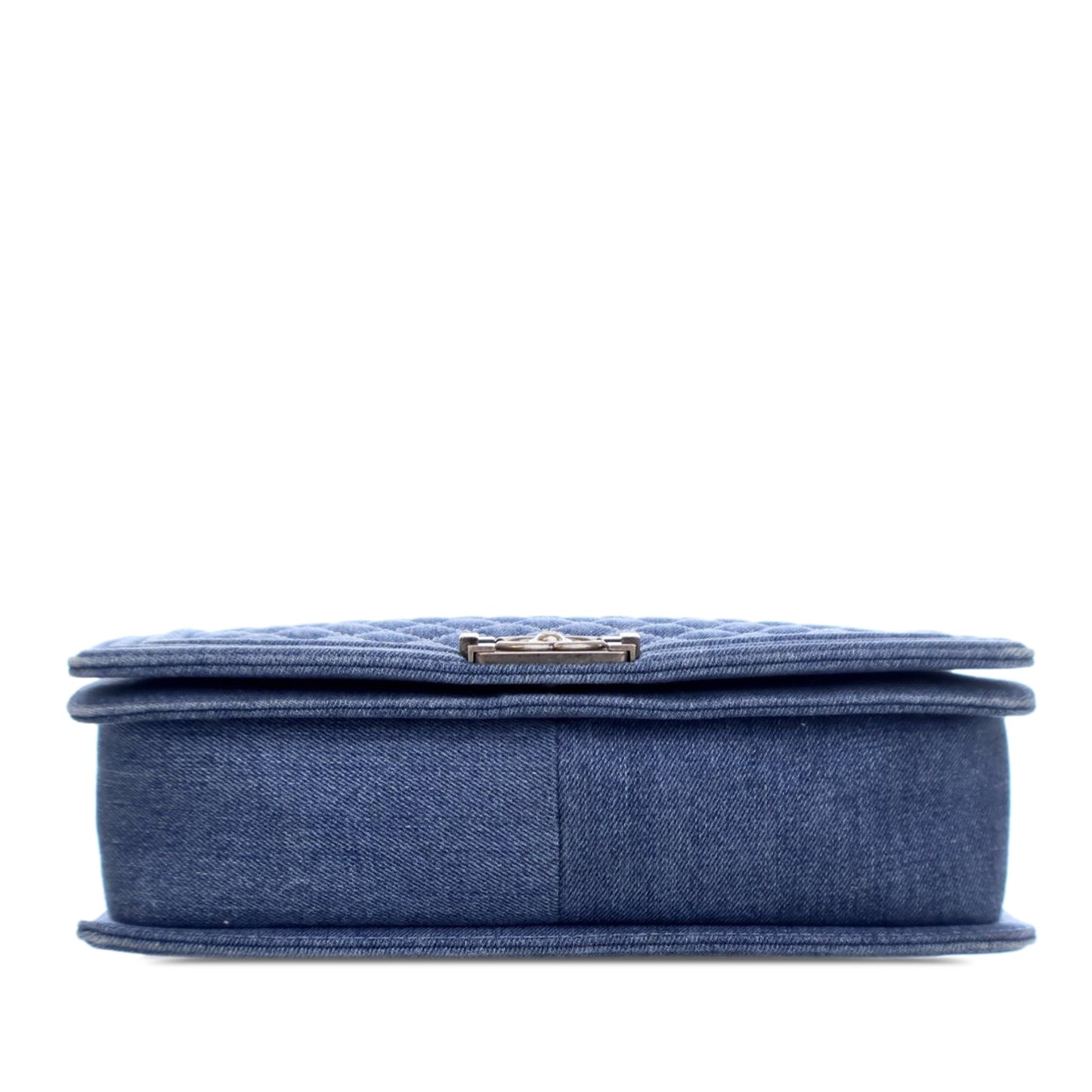 Blue Chanel XL Quilted Denim Boy Flap Crossbody Bag