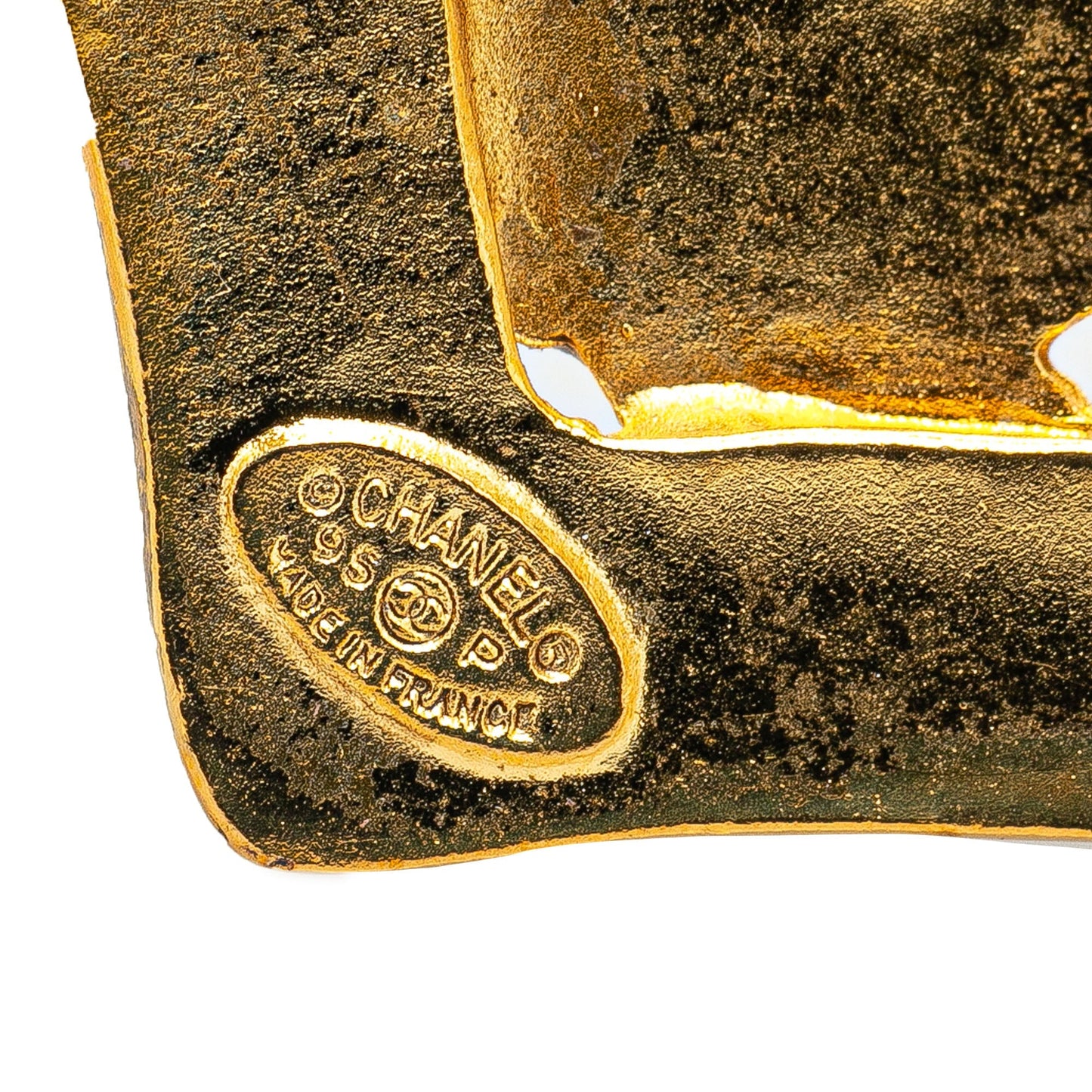 Gold Chanel Gold Plated CC Heart Brooch