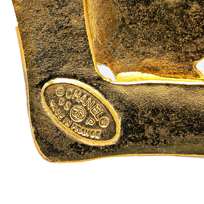 Gold Chanel Gold Plated CC Heart Brooch