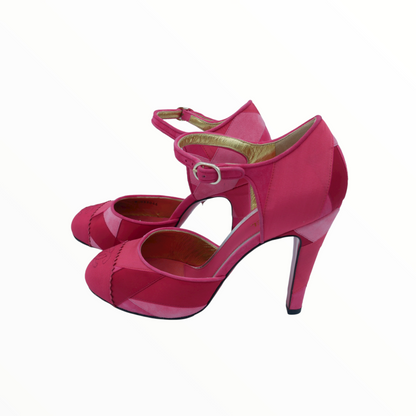 Chanel pink patchwork heeled pumps - 38