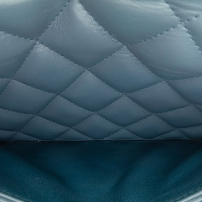 Blue Chanel Jumbo Classic Lambskin Double Flap Shoulder Bag