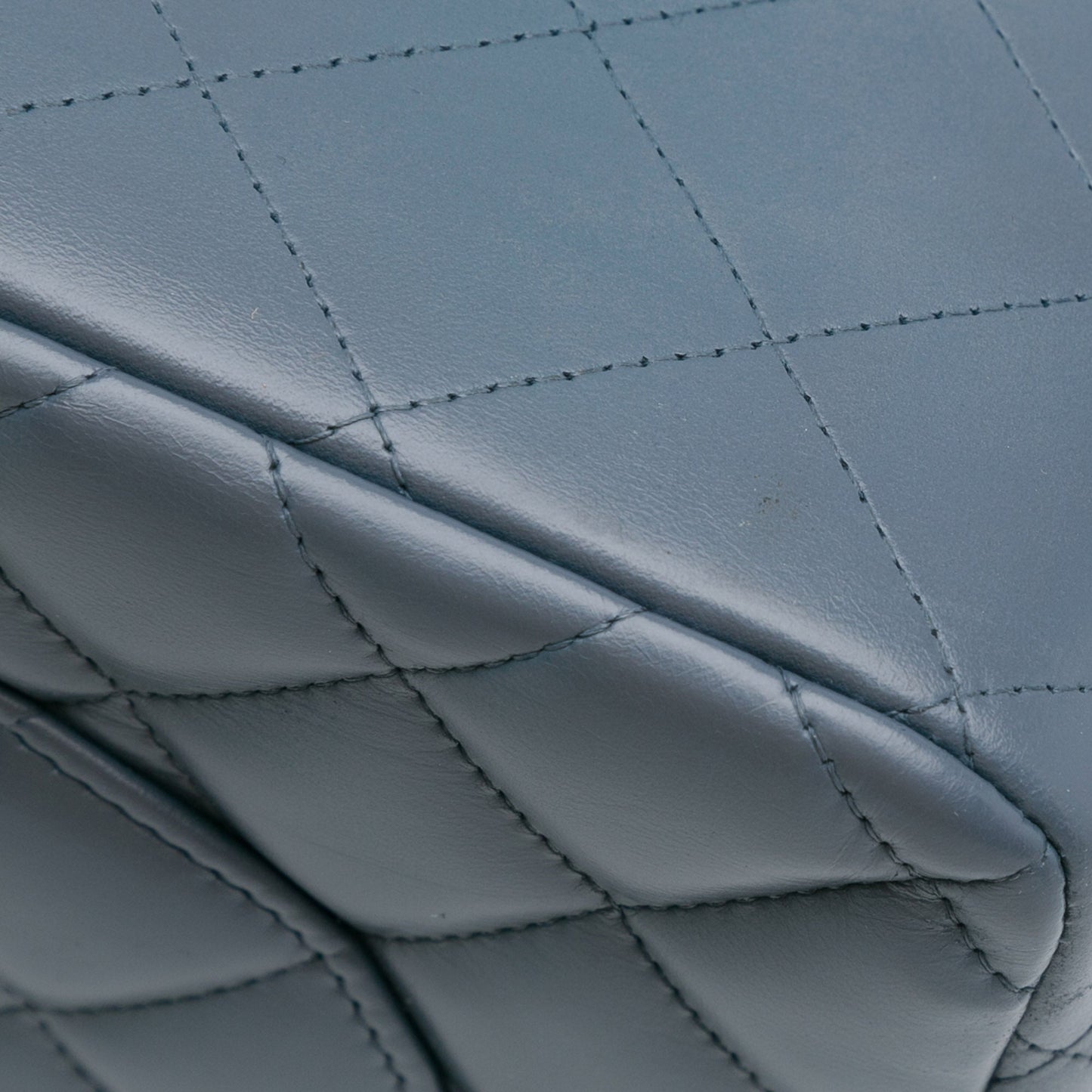 Blue Chanel Jumbo Classic Lambskin Double Flap Shoulder Bag