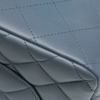 Blue Chanel Jumbo Classic Lambskin Double Flap Shoulder Bag