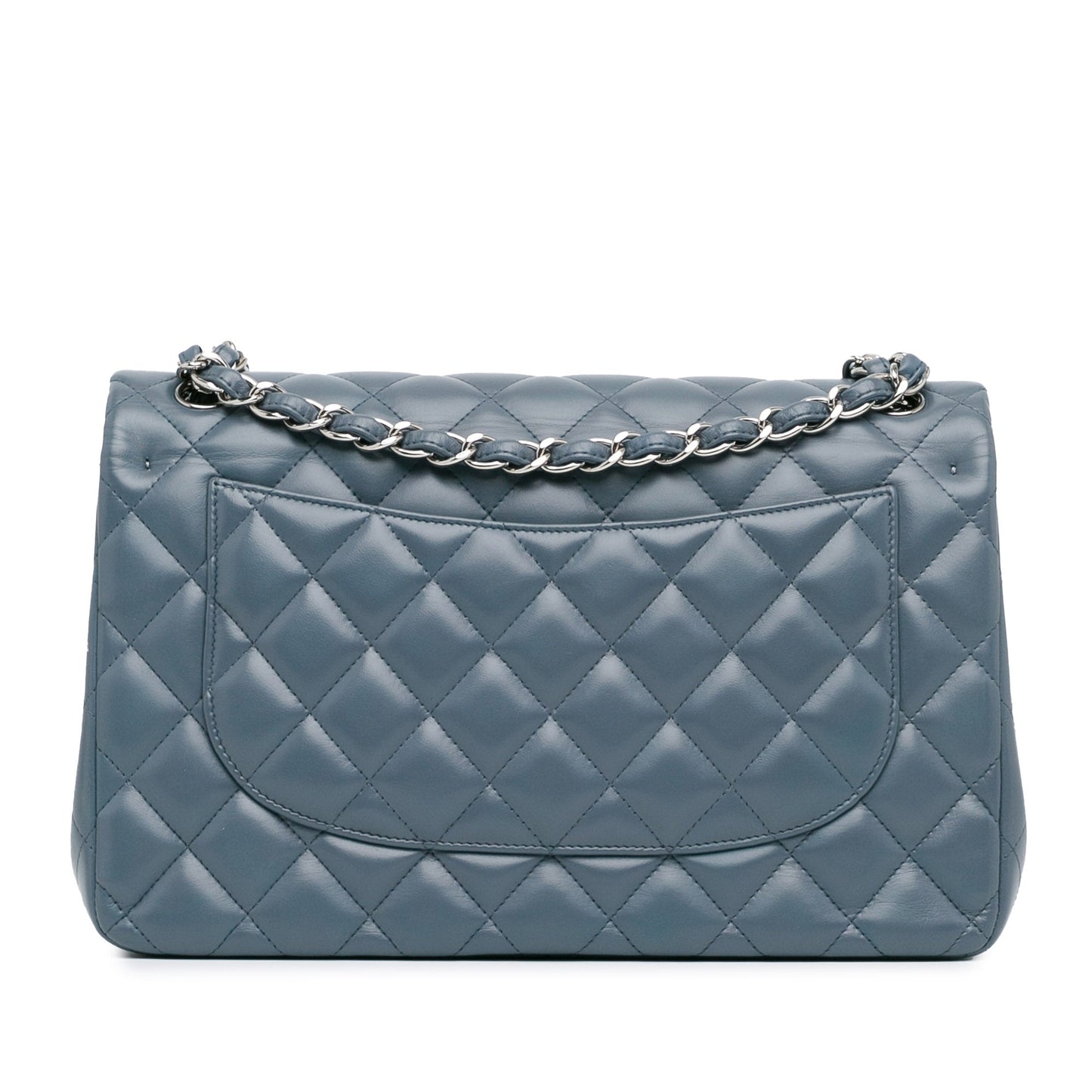 Blue Chanel Jumbo Classic Lambskin Double Flap Shoulder Bag