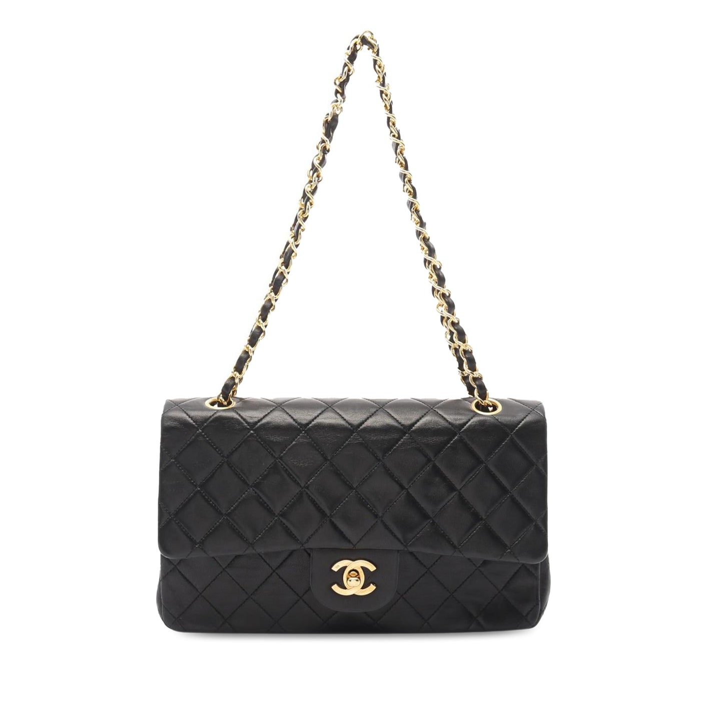 Black Chanel Medium Classic Lambskin Double Flap Shoulder Bag