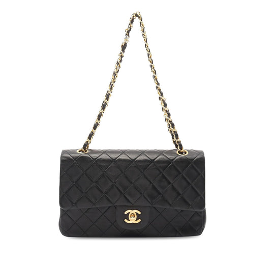 Black Chanel Medium Classic Lambskin Double Flap Shoulder Bag