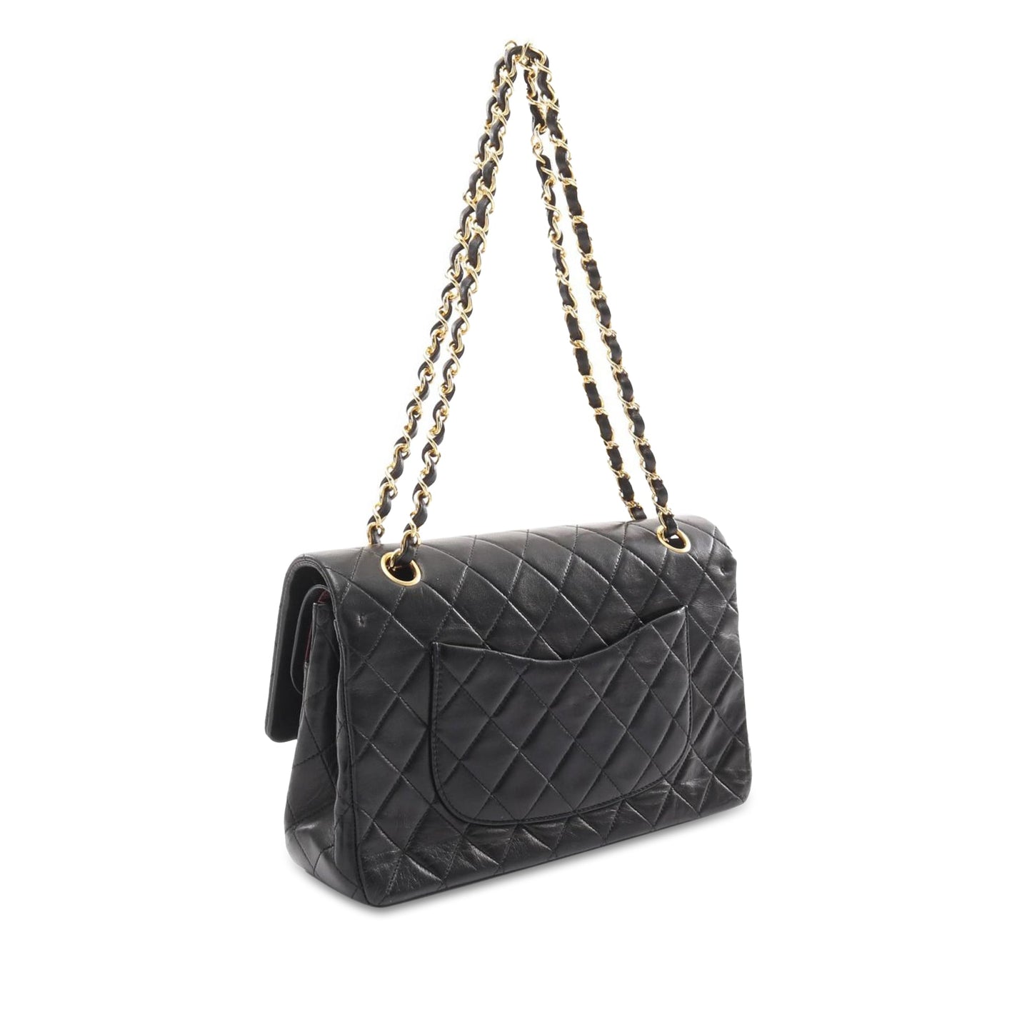 Black Chanel Medium Classic Lambskin Double Flap Shoulder Bag