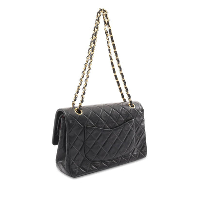 Black Chanel Medium Classic Lambskin Double Flap Shoulder Bag