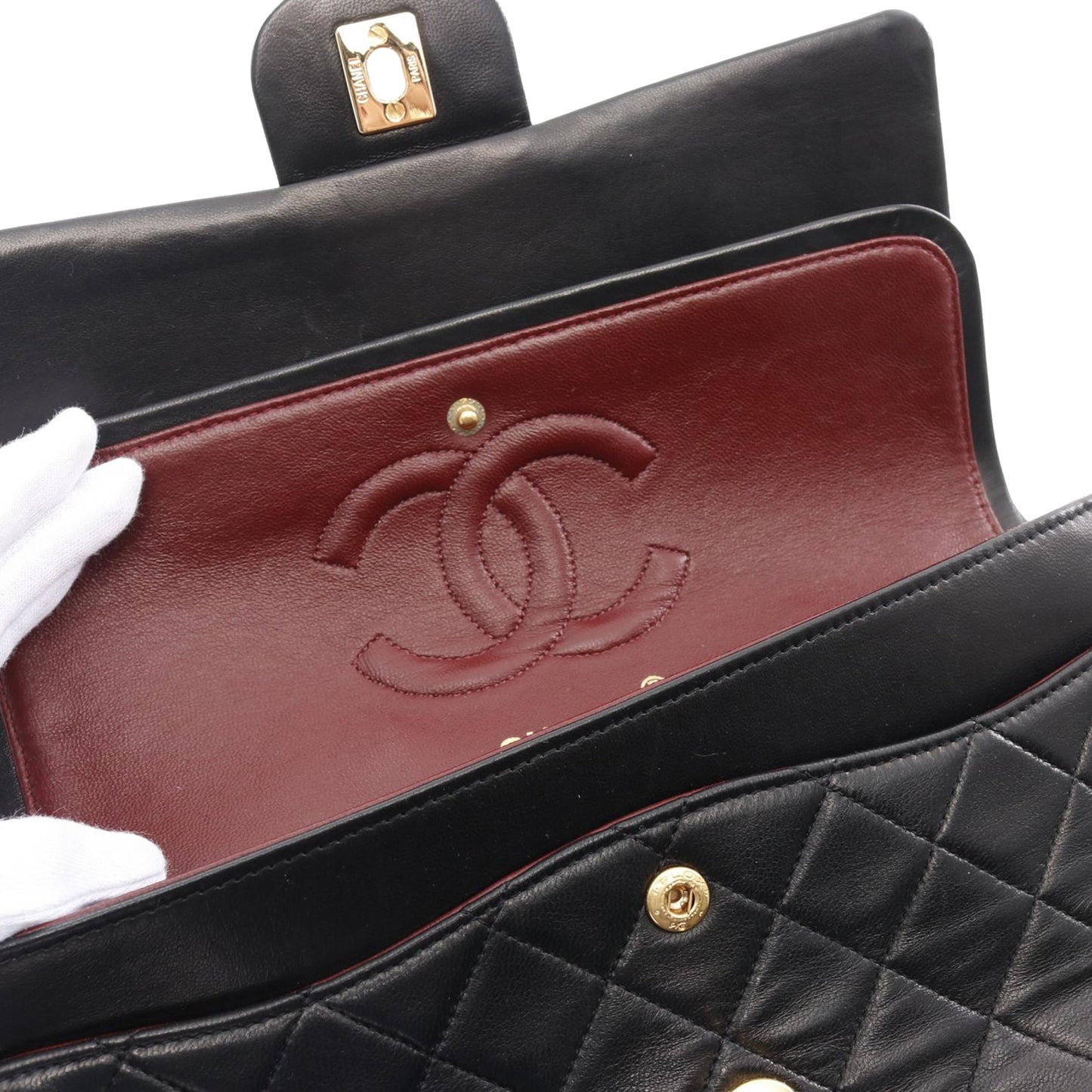 Black Chanel Medium Classic Lambskin Double Flap Shoulder Bag