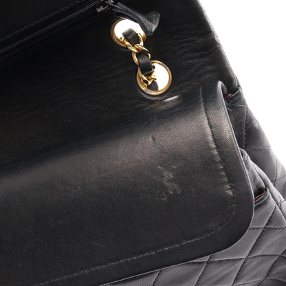 Black Chanel Medium Classic Lambskin Double Flap Shoulder Bag