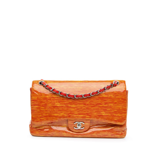Chanel Sac Jumbo Classic Patent Stiped Double Flap