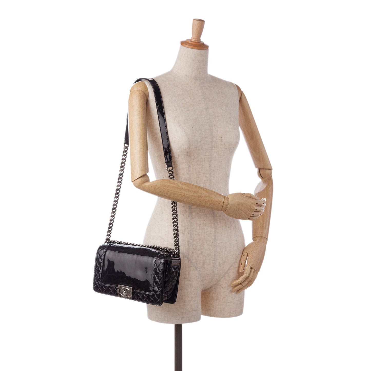 Black Chanel Medium Patent Reverso Boy Flap Shoulder Bag