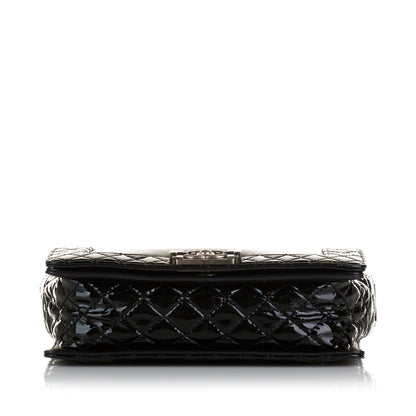 Black Chanel Medium Patent Reverso Boy Flap Shoulder Bag