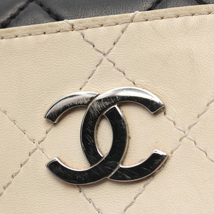 Black Chanel Bicolor Quilted Lambskin Vertical Shopping Tote