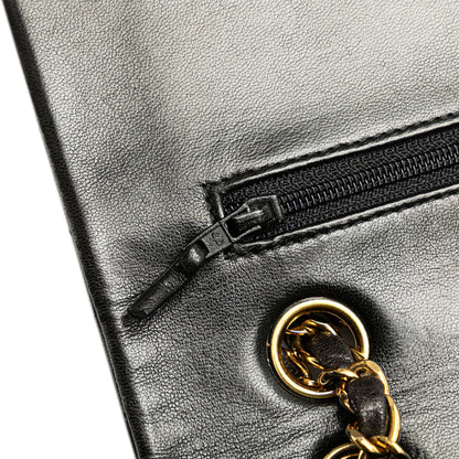 Black Chanel Medium Classic Lambskin Double Flap Shoulder Bag