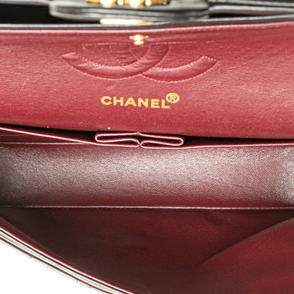 Black Chanel Medium Classic Lambskin Double Flap Shoulder Bag