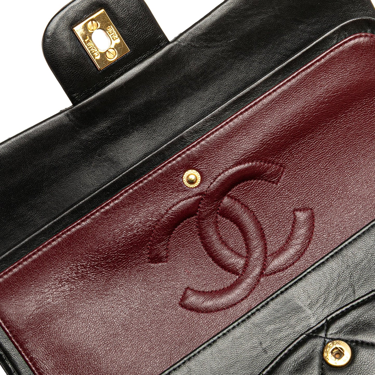 Black Chanel Medium Classic Lambskin Double Flap Shoulder Bag